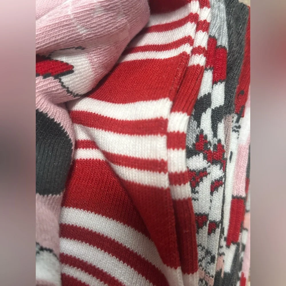 Disney Pink & Red Mickey Mouse Holiday Crew Socks 10 Pairs